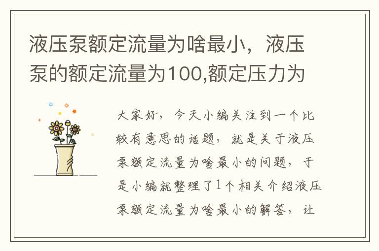 液压泵额定流量为啥最小，液压泵的额定流量为100,额定压力为25