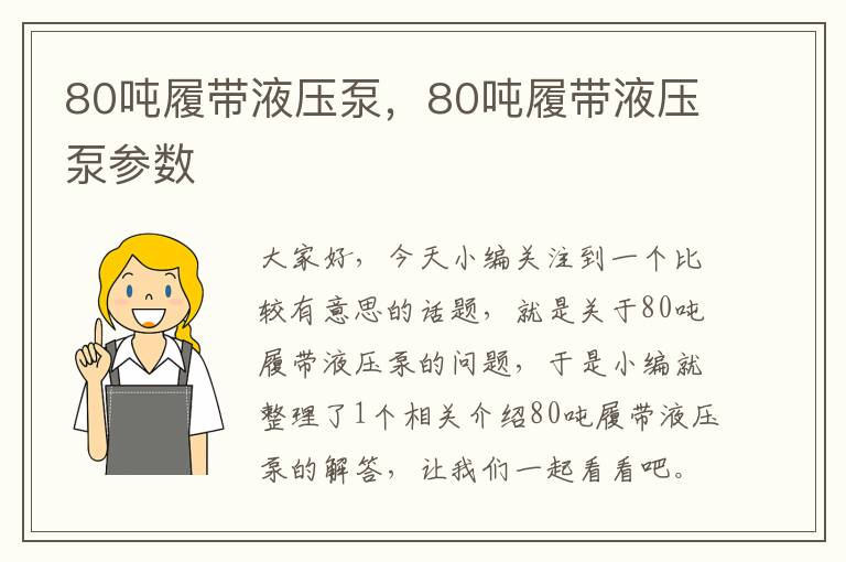 80吨履带液压泵，80吨履带液压泵参数