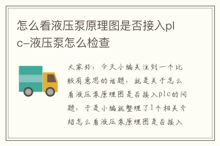 怎么看液压泵原理图是否接入plc-液压泵怎么检查