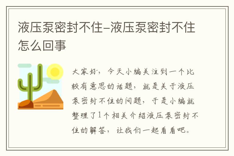 液压泵密封不住-液压泵密封不住怎么回事