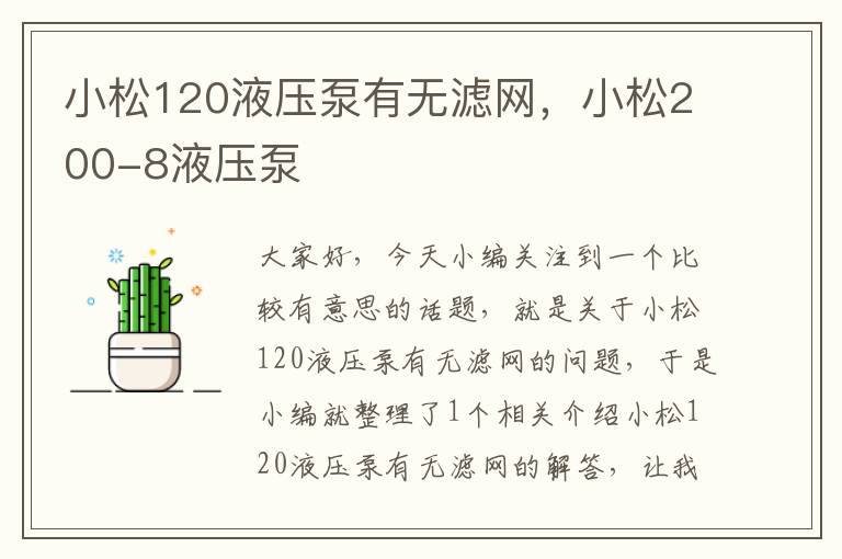 小松120液压泵有无滤网，小松200-8液压泵