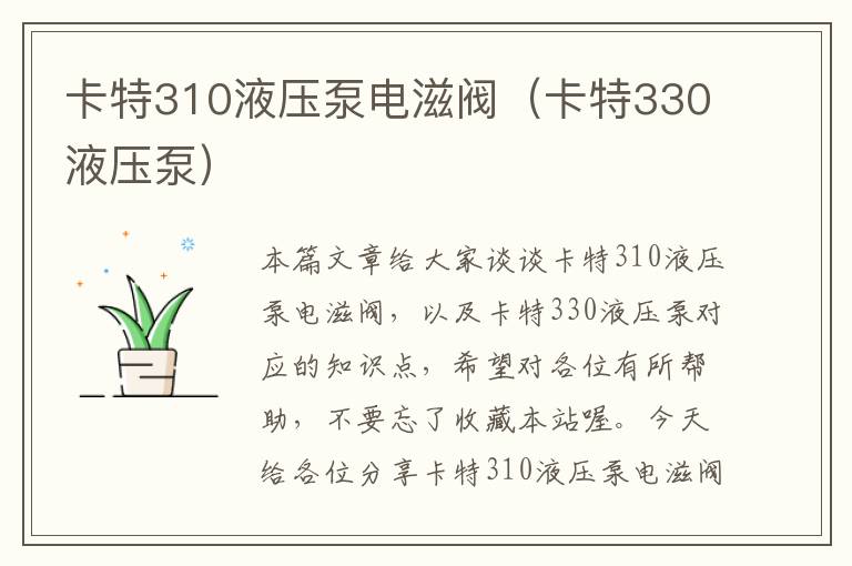 卡特310液压泵电滋阀（卡特330液压泵）