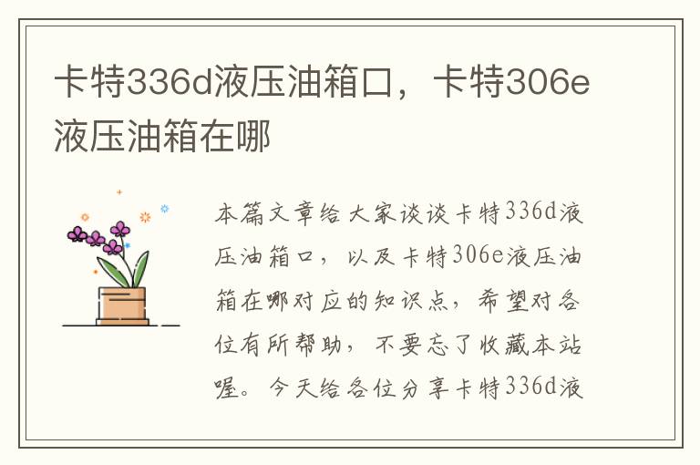 卡特336d液压油箱口，卡特306e液压油箱在哪