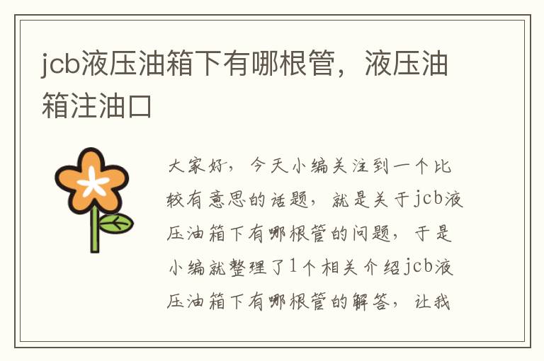 jcb液压油箱下有哪根管，液压油箱注油口