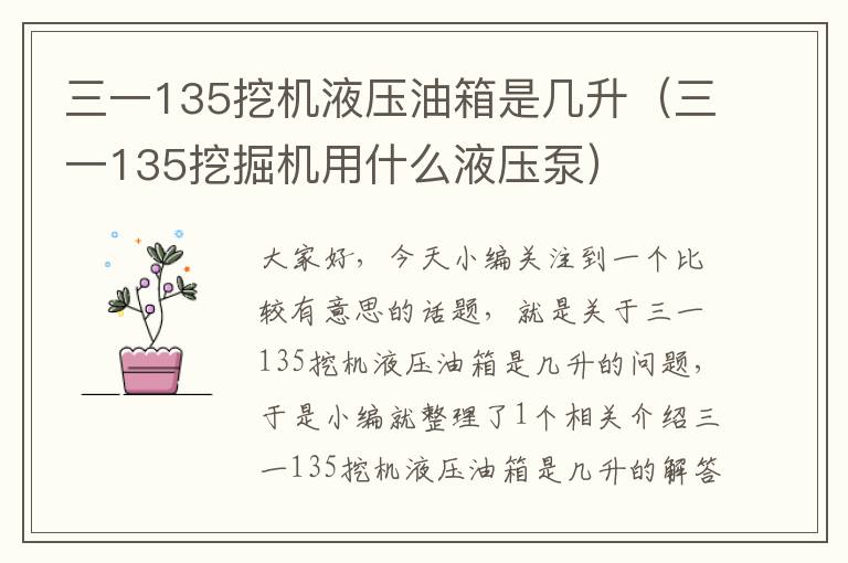 三一135挖机液压油箱是几升（三一135挖掘机用什么液压泵）