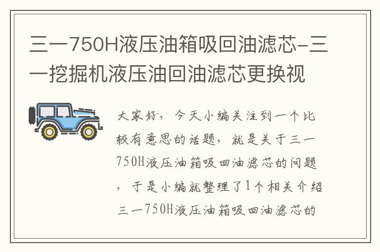 三一750H液压油箱吸回油滤芯-三一挖掘机液压油回油滤芯更换视频