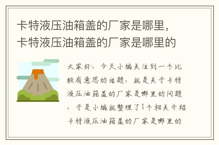 卡特液压油箱盖的厂家是哪里，卡特液压油箱盖的厂家是哪里的