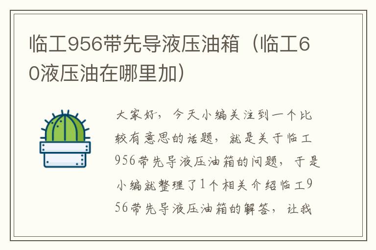 临工956带先导液压油箱（临工60液压油在哪里加）