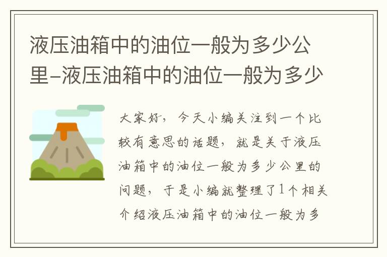 液压油箱中的油位一般为多少公里-液压油箱中的油位一般为多少公里内