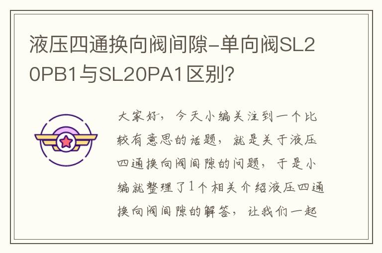 液压四通换向阀间隙-单向阀SL20PB1与SL20PA1区别？