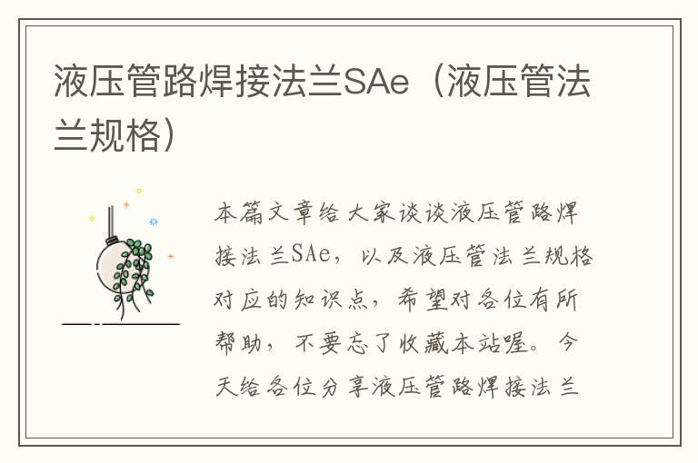 液压管路焊接法兰SAe（液压管法兰规格）