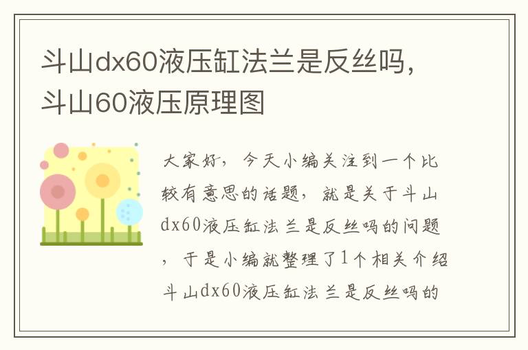 斗山dx60液压缸法兰是反丝吗，斗山60液压原理图