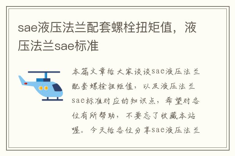 sae液压法兰配套螺栓扭矩值，液压法兰sae标准