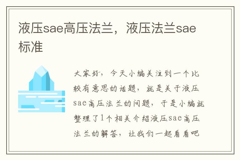 液压sae高压法兰，液压法兰sae标准