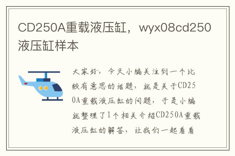 CD250A重载液压缸，wyx08cd250液压缸样本