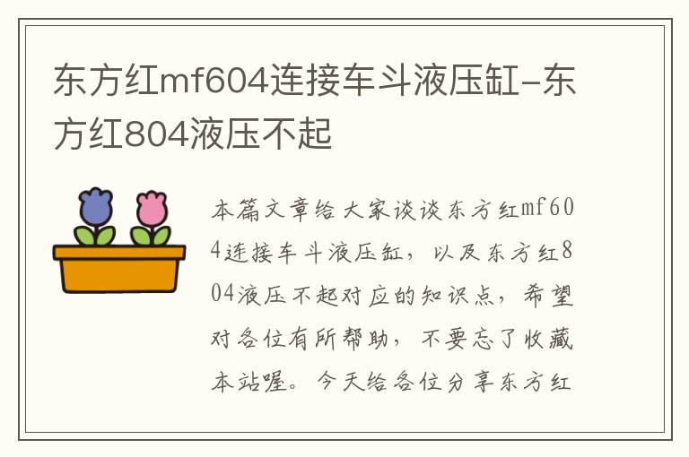 东方红mf604连接车斗液压缸-东方红804液压不起