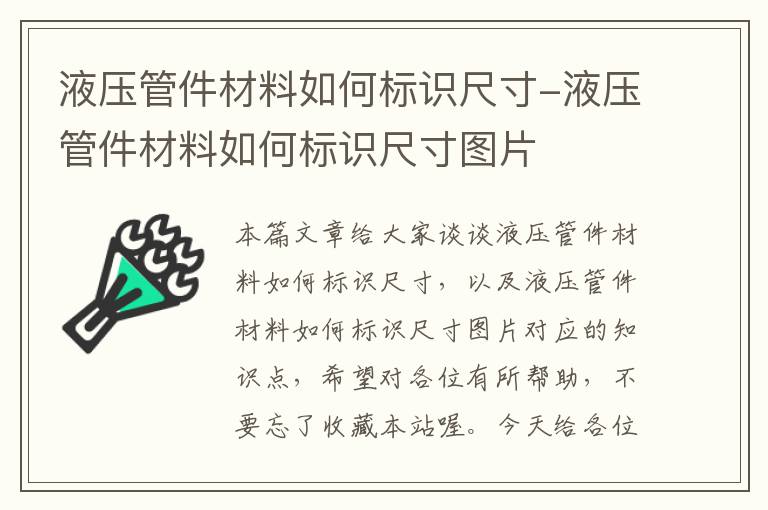 液压管件材料如何标识尺寸-液压管件材料如何标识尺寸图片