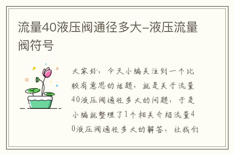 流量40液压阀通径多大-液压流量阀符号