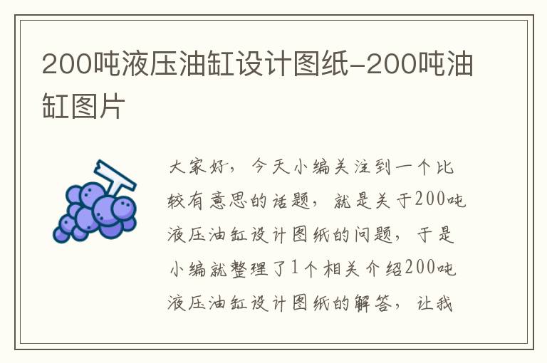 200吨液压油缸设计图纸-200吨油缸图片