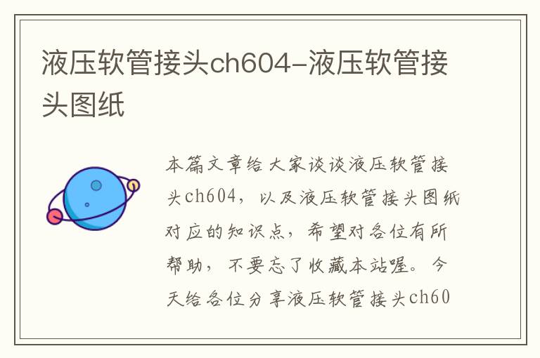 液压软管接头ch604-液压软管接头图纸