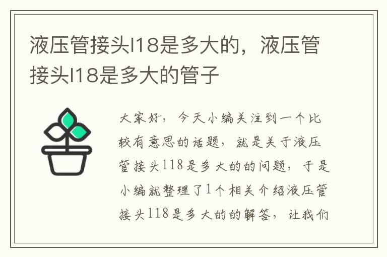 液压管接头l18是多大的，液压管接头l18是多大的管子