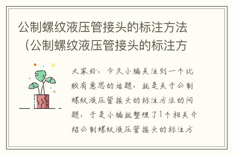 公制螺纹液压管接头的标注方法（公制螺纹液压管接头的标注方法图）