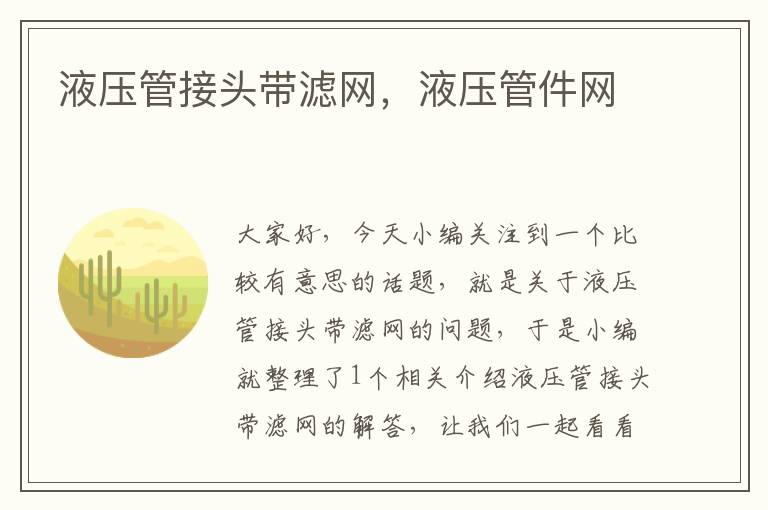 液压管接头带滤网，液压管件网