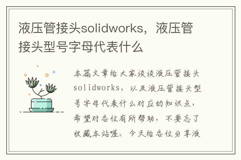 液压管接头solidworks，液压管接头型号字母代表什么